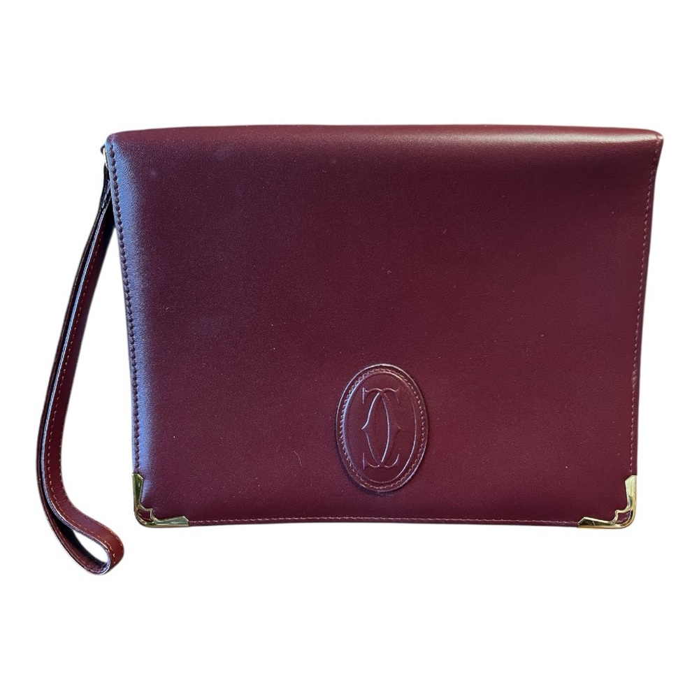 Vintage Cartier Burgundy Leather Wristlet Clutch
